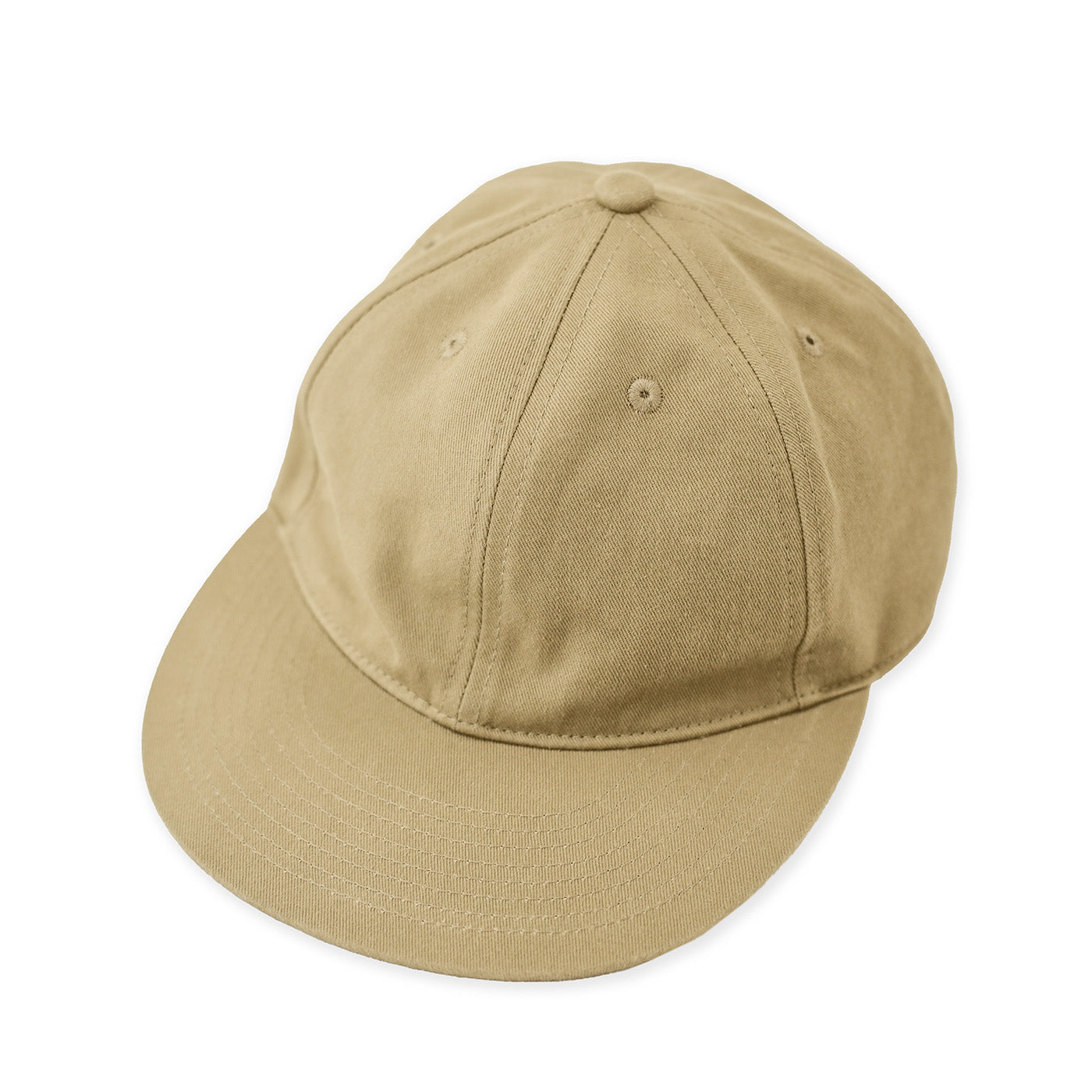 Chino Six Panel Ball Cap in natural cotton twill, front view showing classic structured crown and curved brim