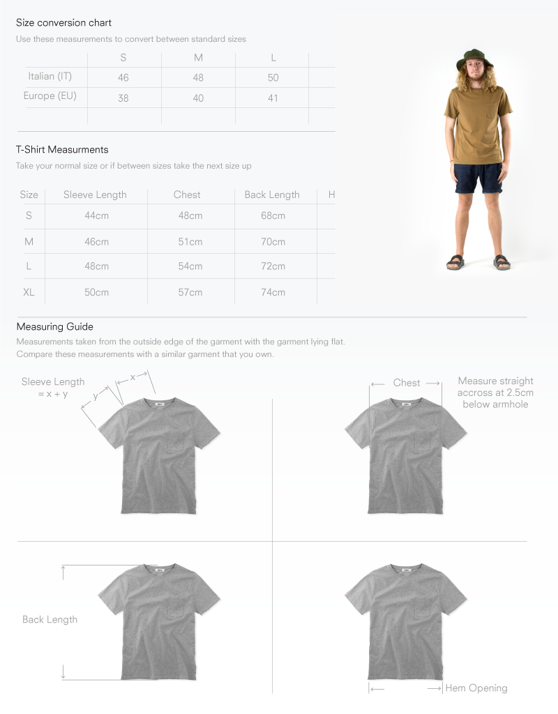 Size chart for T-shirt